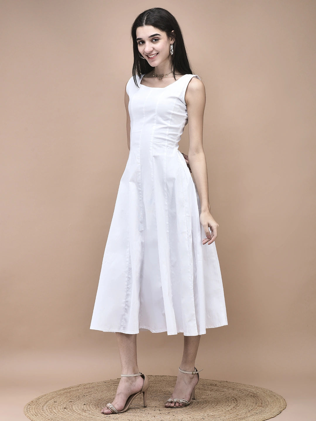 Aurelia White A-Line Midi Dress