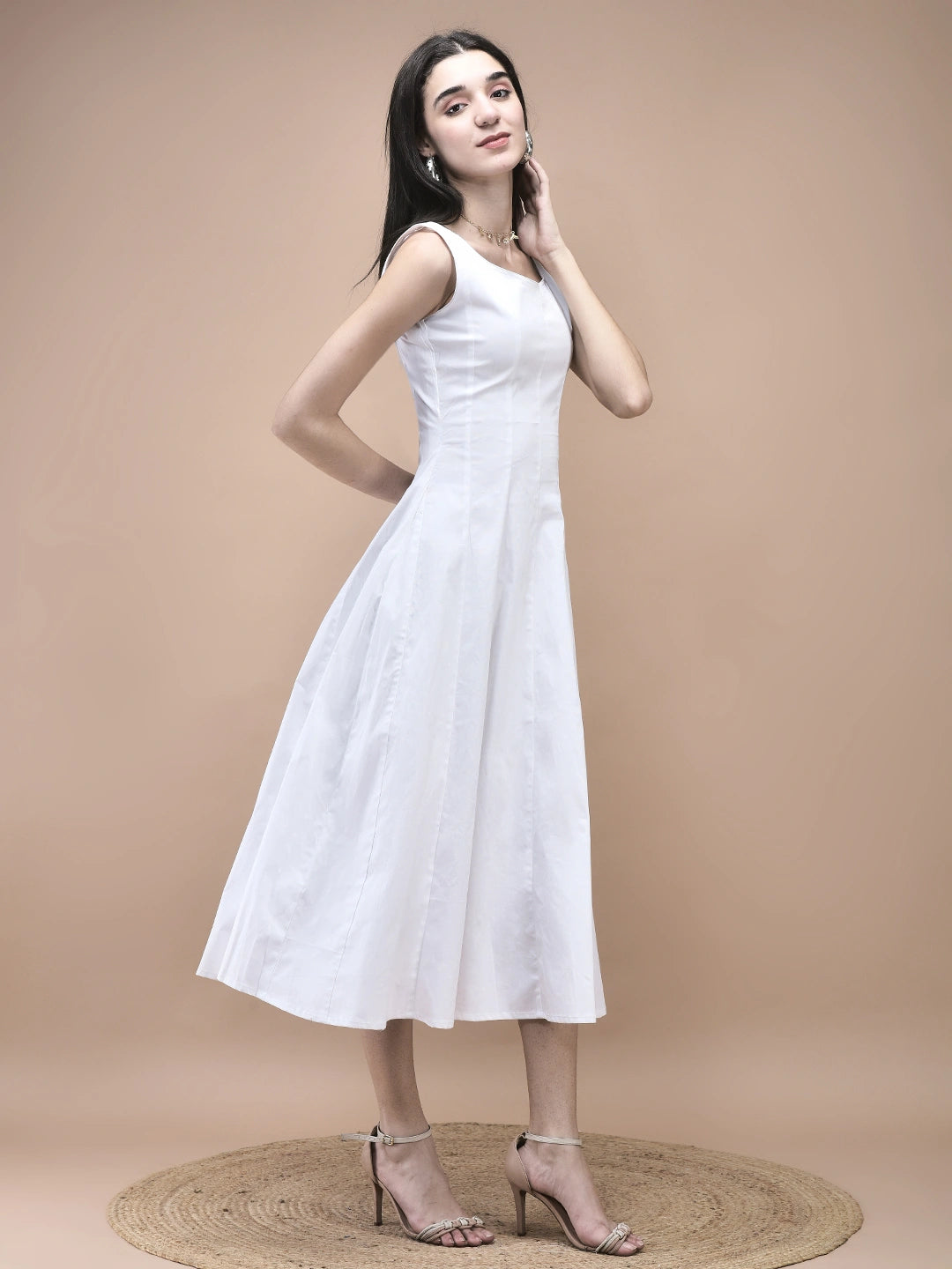 Aurelia White A-Line Midi Dress
