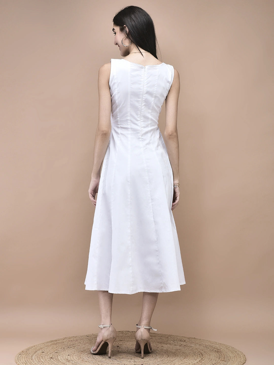 Aurelia White A-Line Midi Dress