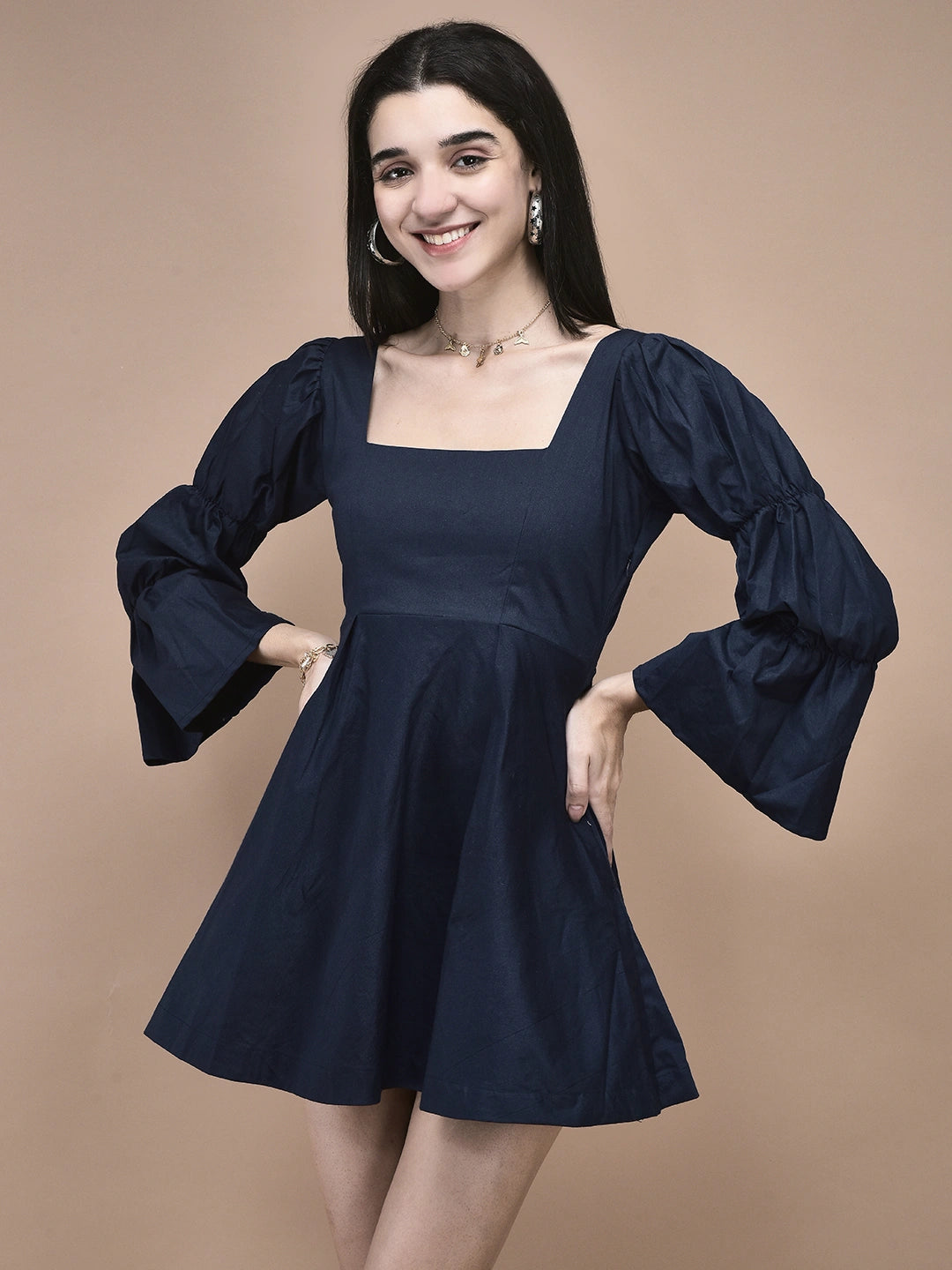 Lucy Navy Blue Fit & Flare Mini Dress