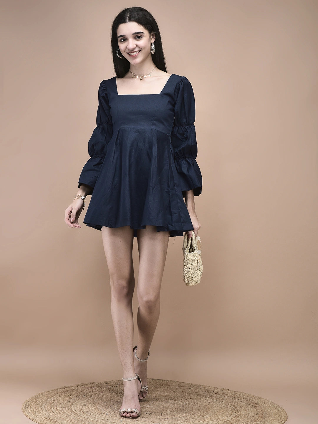 Lucy Navy Blue Fit & Flare Mini Dress