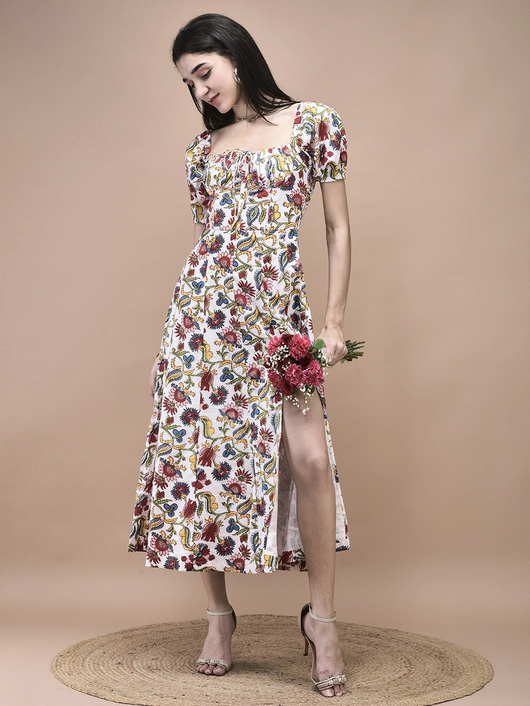 Peony Garden Slit Dress