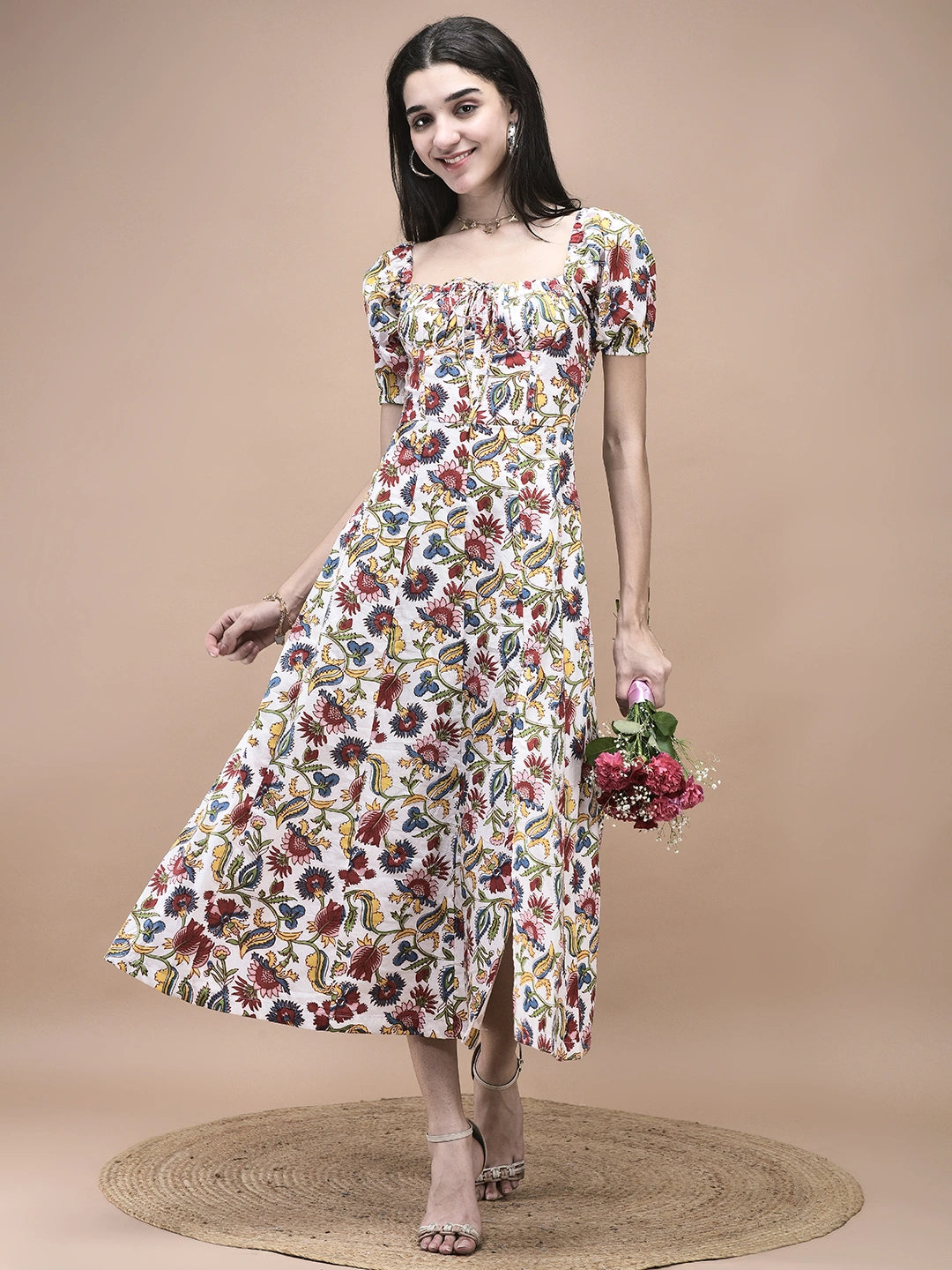 Peony Garden Slit Dress