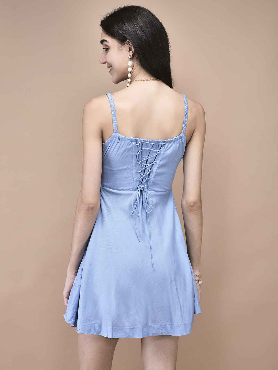 Sophia Powder Blue Ruched Bust Mini Dress