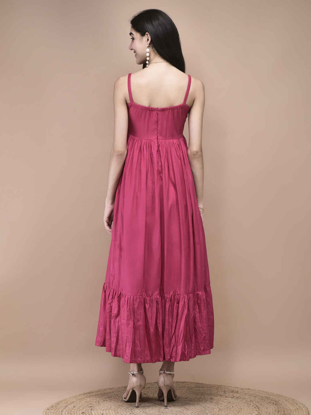 Amelia Fuchsia Empire Waist Maxi Dress