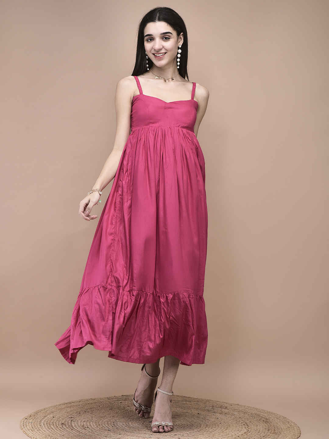 Amelia Fuchsia Empire Waist Maxi Dress
