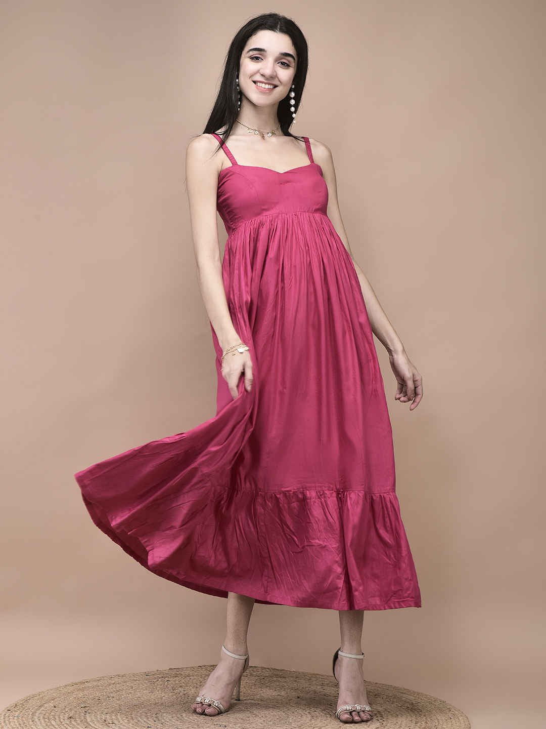 Amelia Fuchsia Empire Waist Maxi Dress