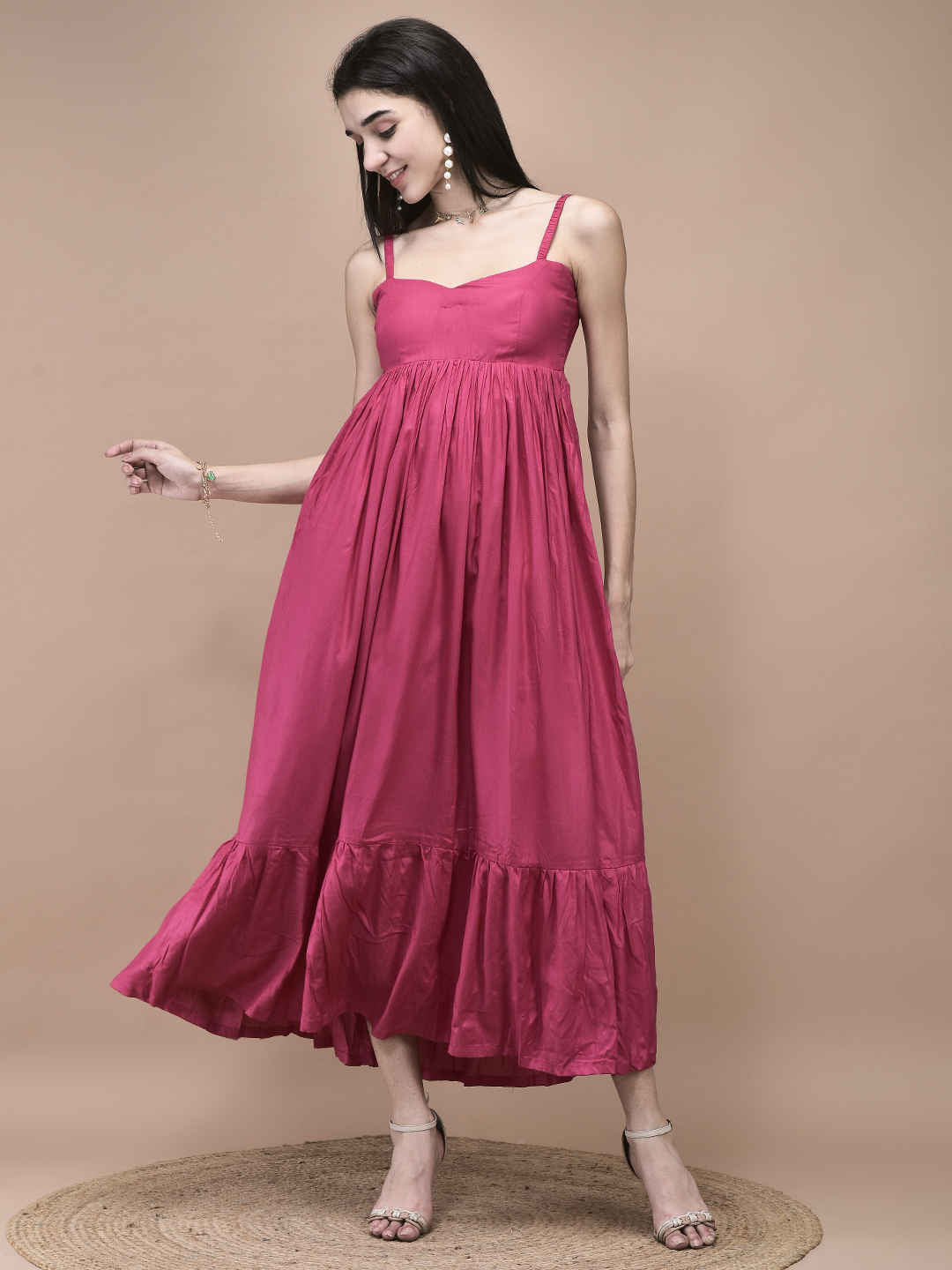 Amelia Fuchsia Empire Waist Maxi Dress