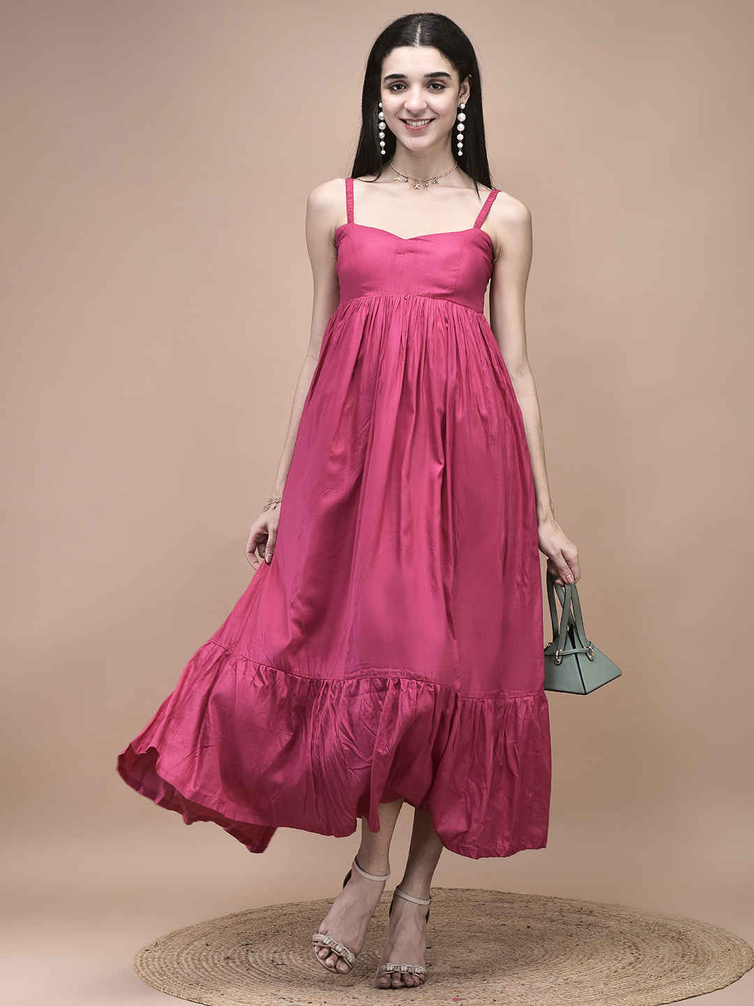 Amelia Fuchsia Empire Waist Maxi Dress