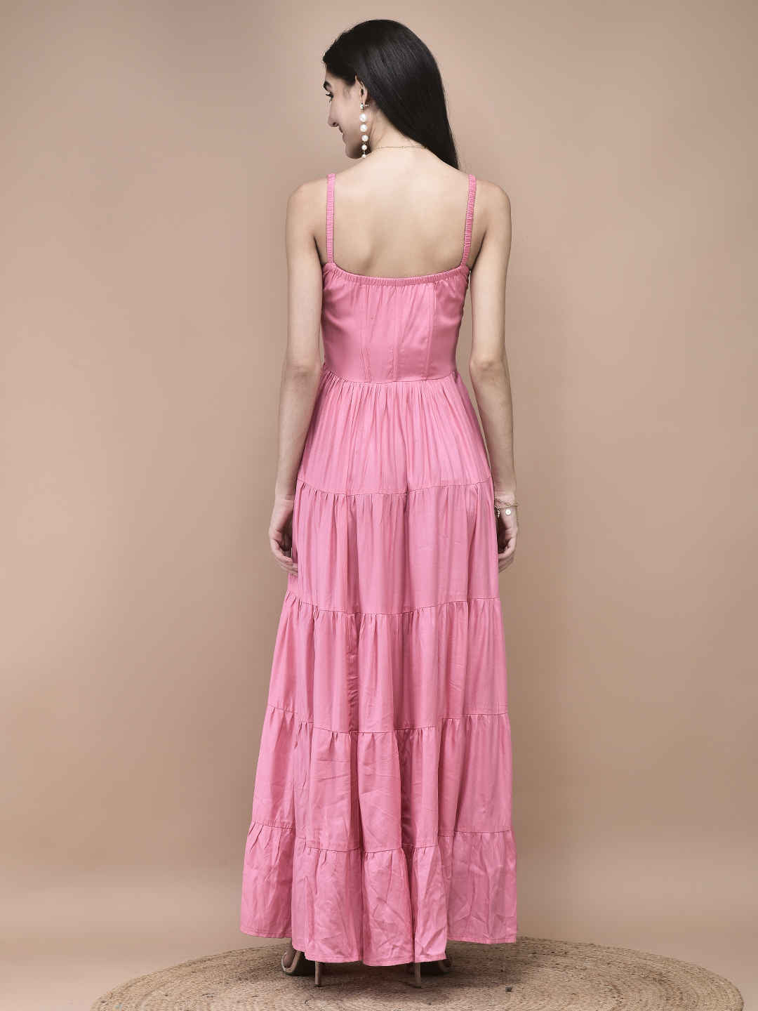 Estelle Pink Tiered Maxi Dress