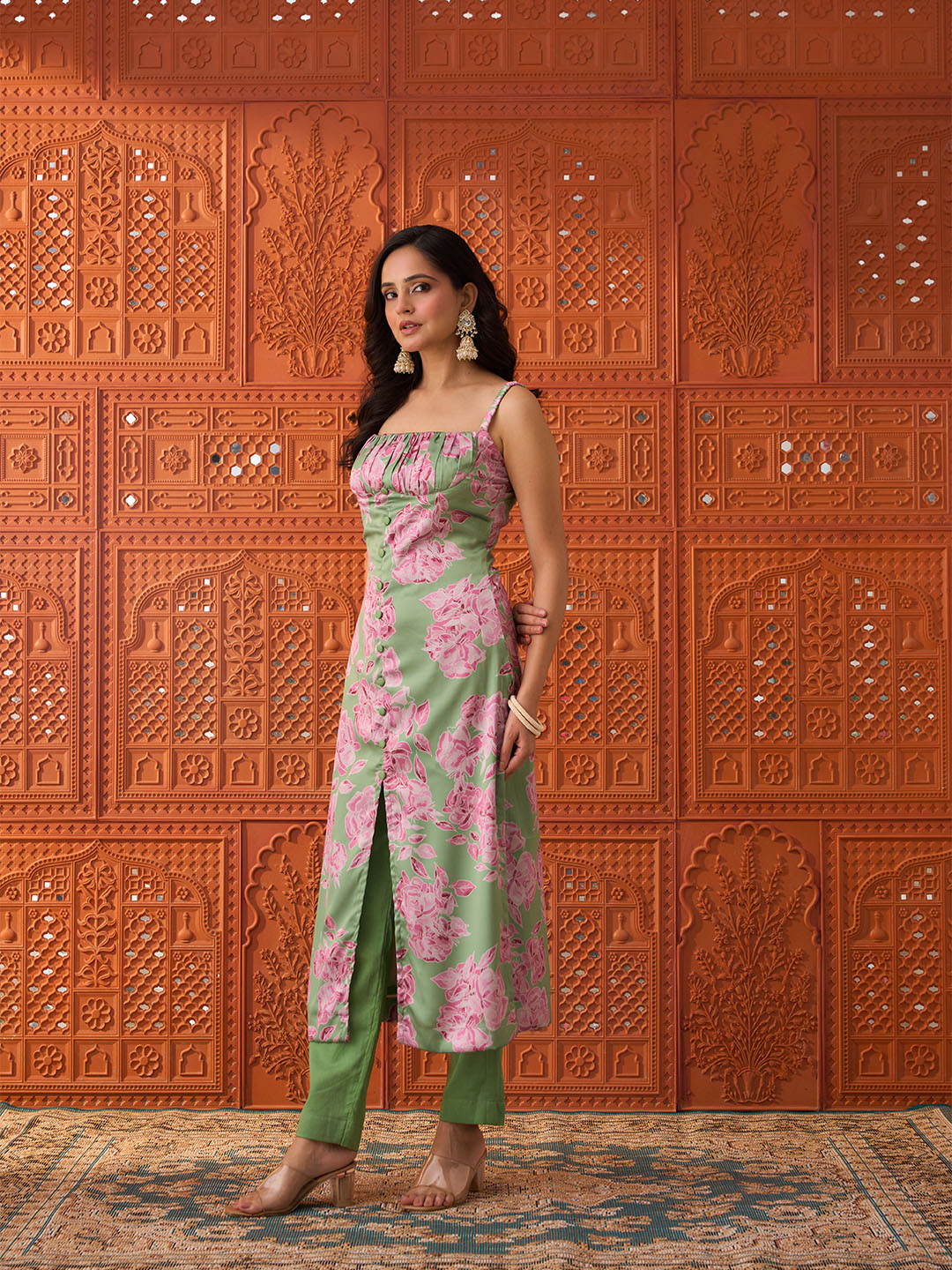Meher- Green & Pink, Printed Kurta Set