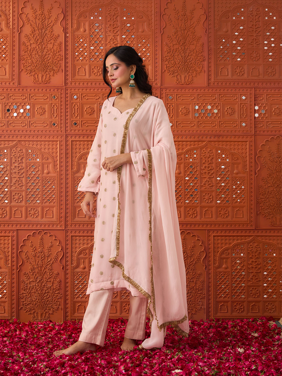 Sahar- Blush Pink, Festive Suit Set