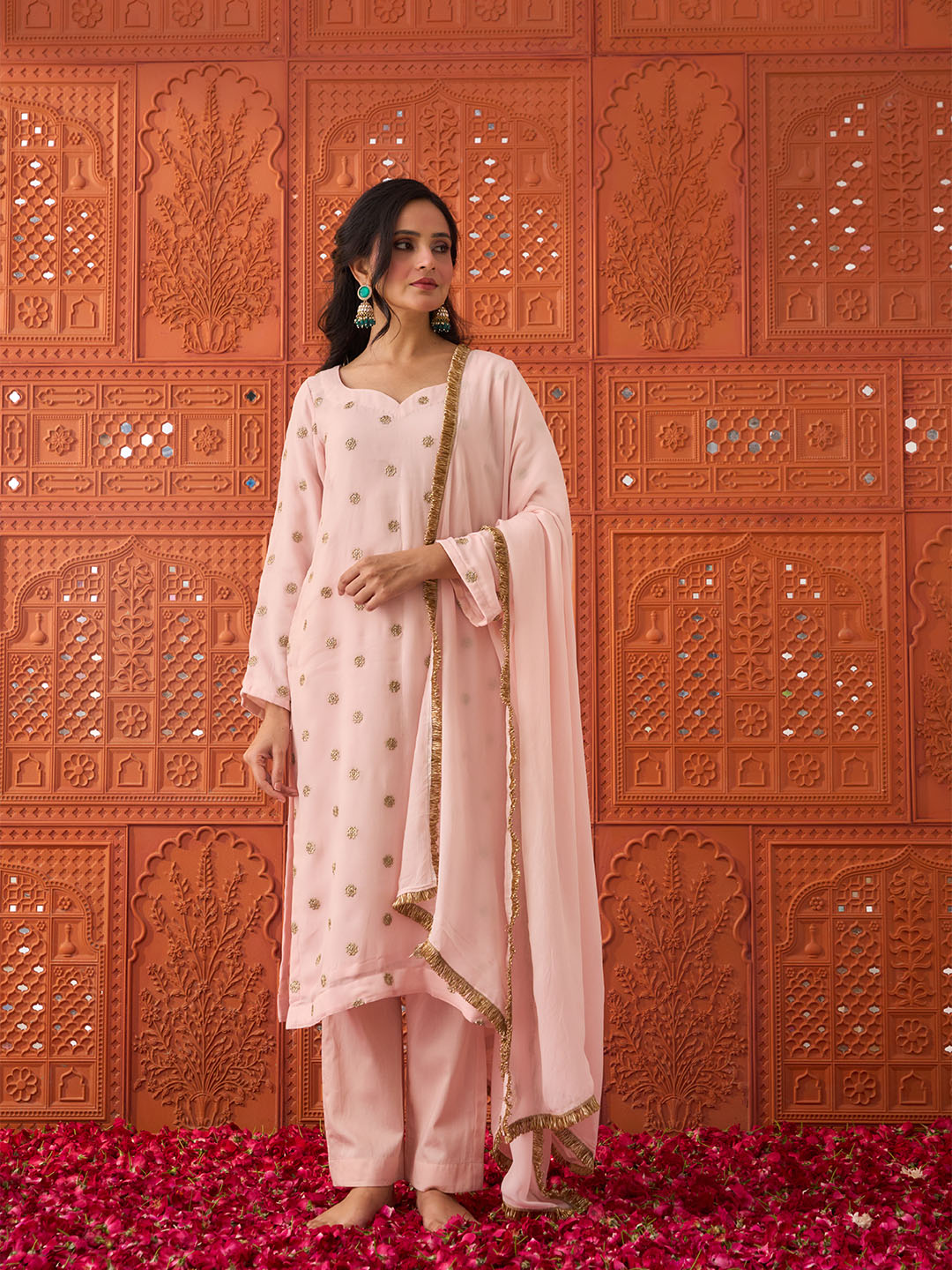 Sahar- Blush Pink, Festive Suit Set