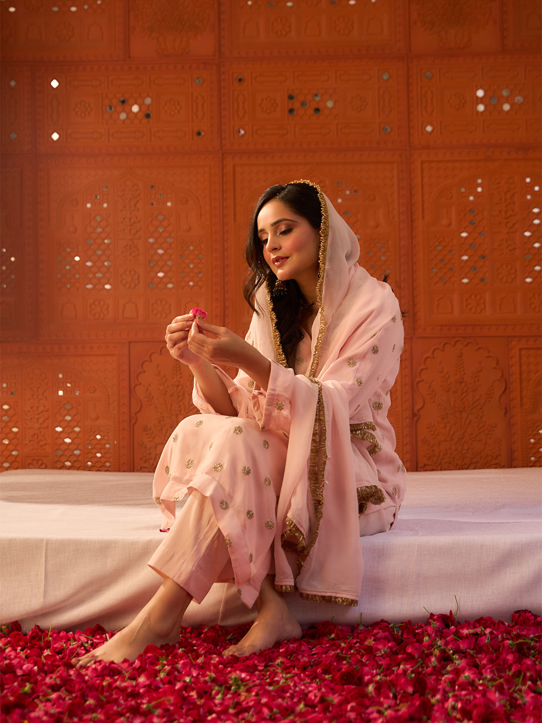 Sahar- Blush Pink, Festive Suit Set