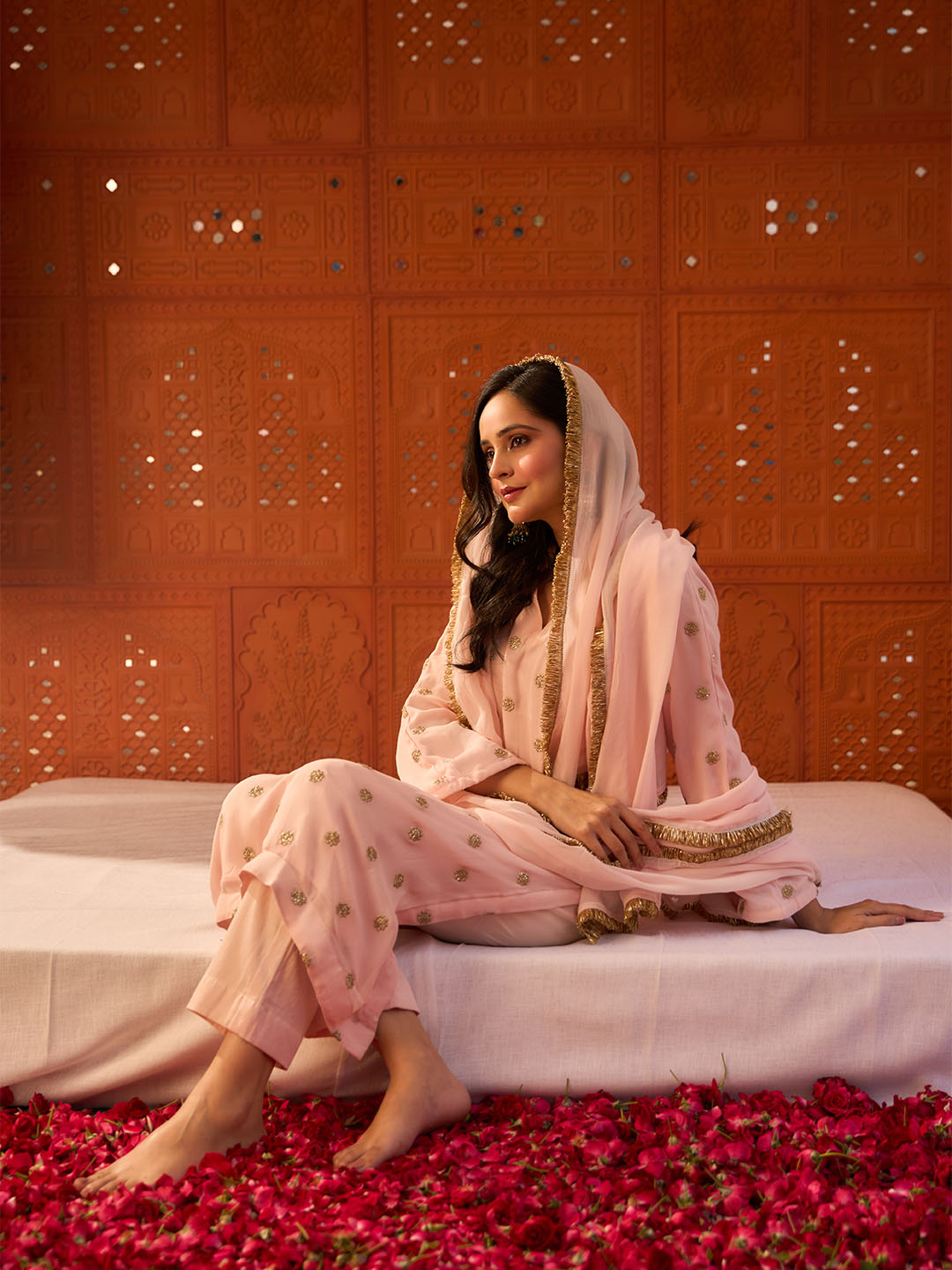 Sahar- Blush Pink, Festive Suit Set