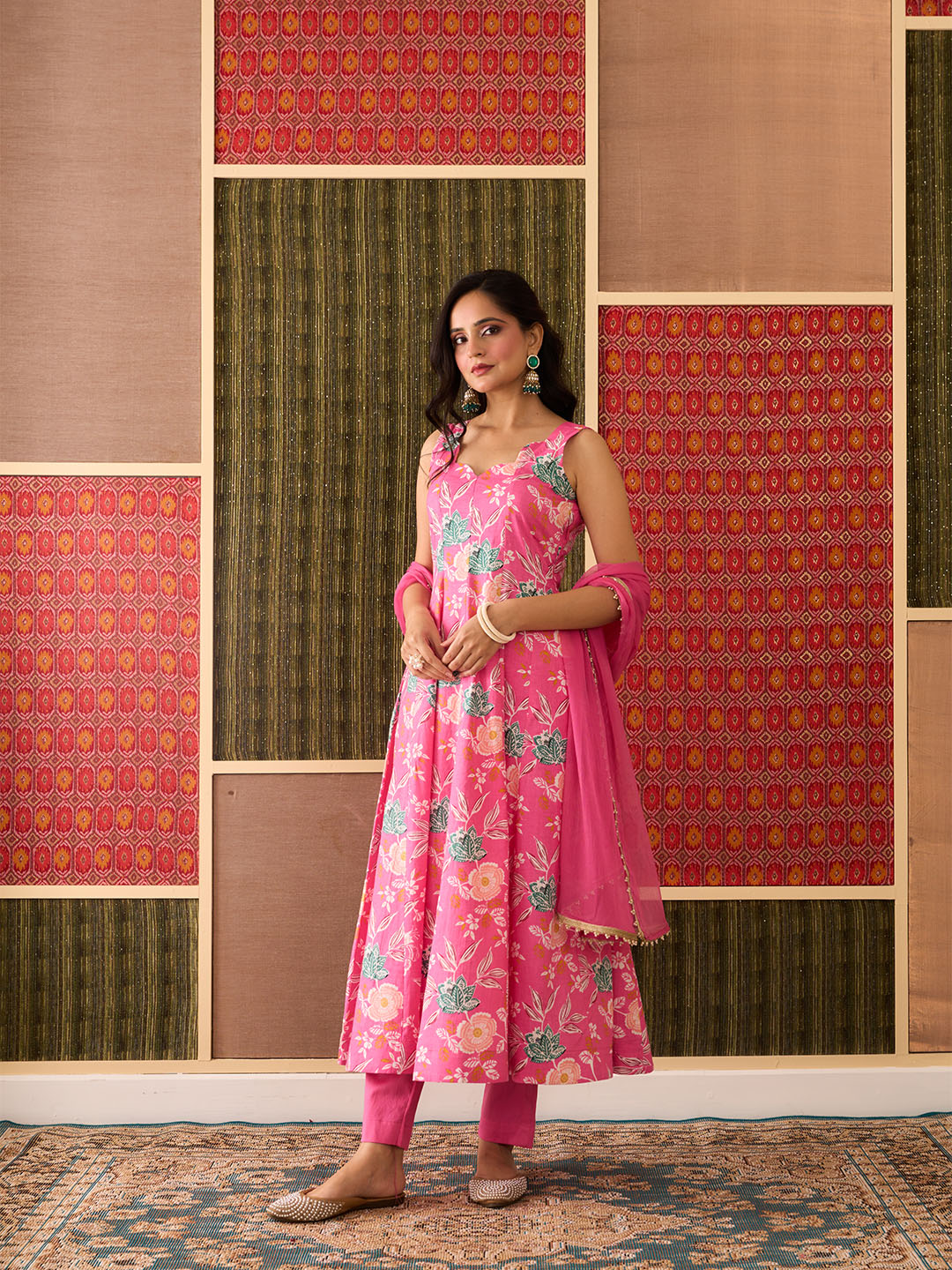 Taraani, Pink, Printed Cotton Set