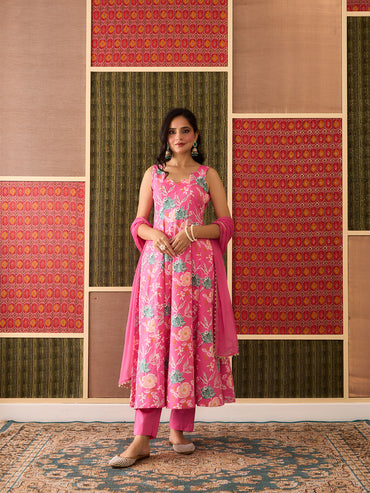 Taraani, Pink, Printed Cotton Set