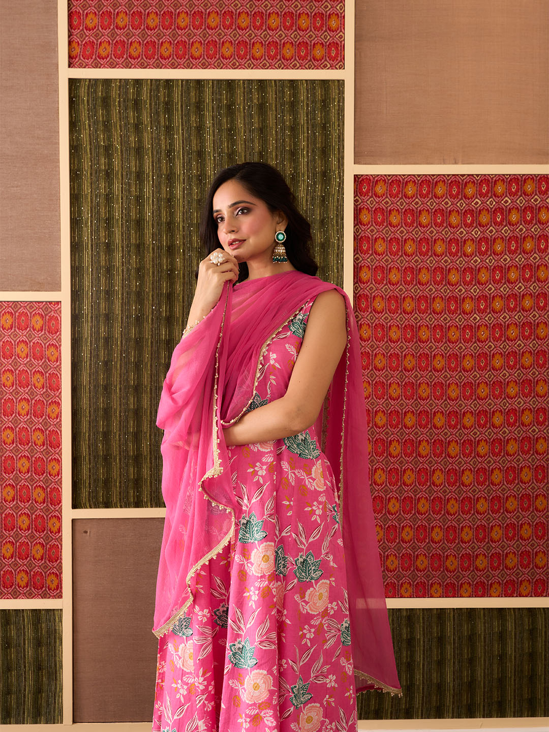 Taraani, Pink, Printed Cotton Set