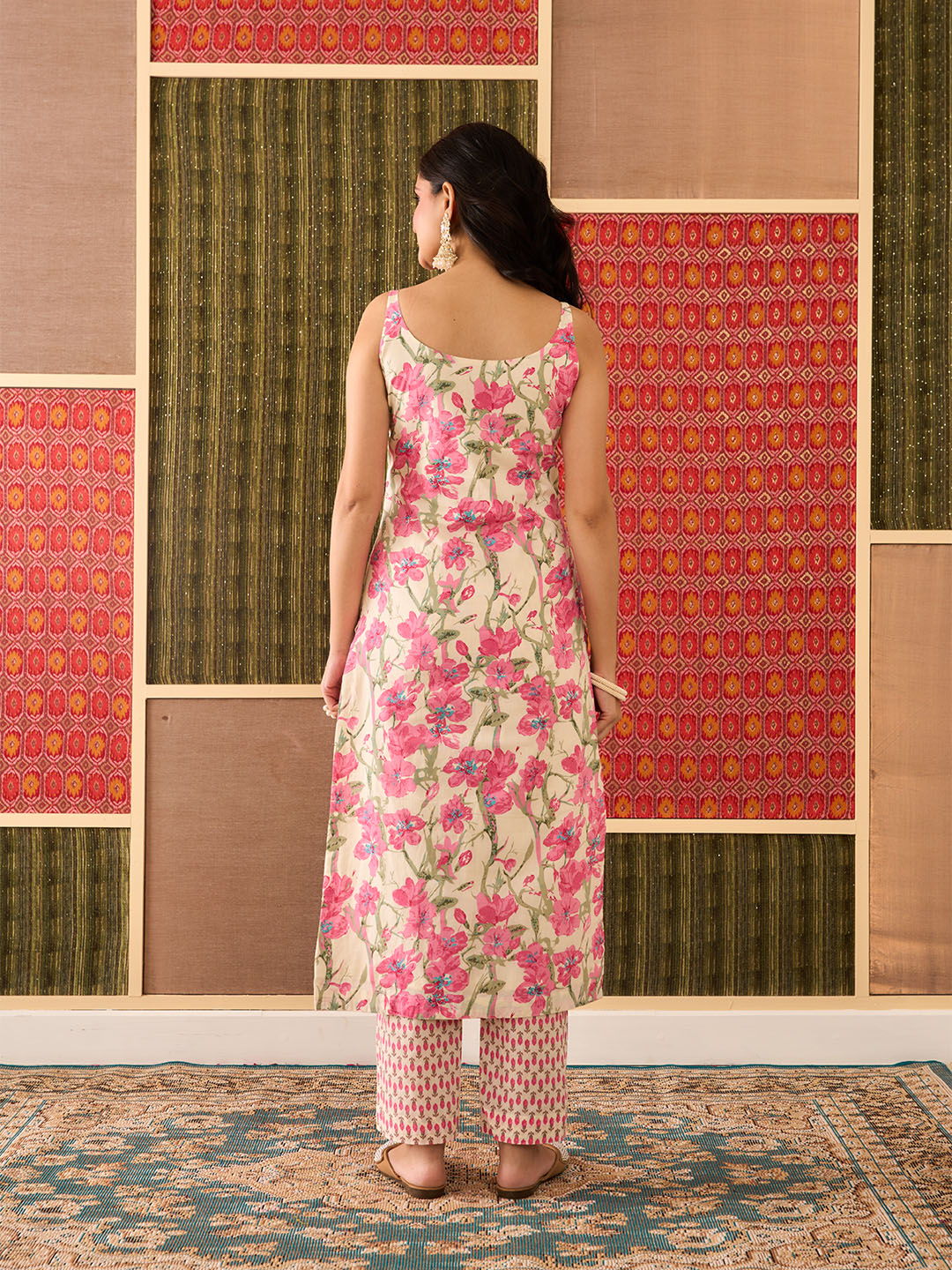 Gulnaar, Cream, Cotton Straight-Cut Set