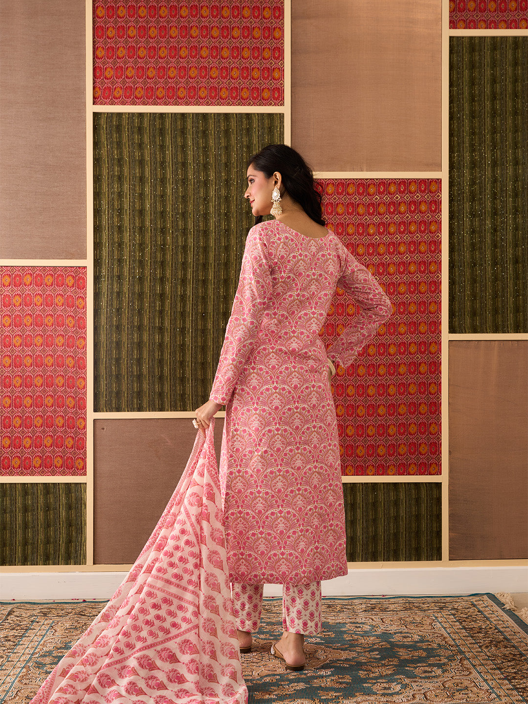 Chandani, Pink & White, Cotton Printed Set
