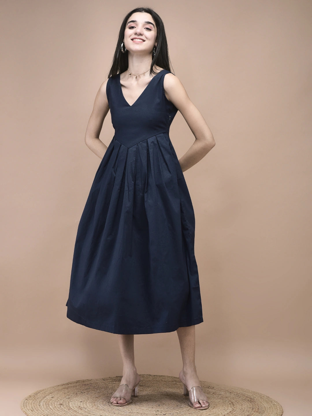 Nora V-Neck Empire Midi Dress
