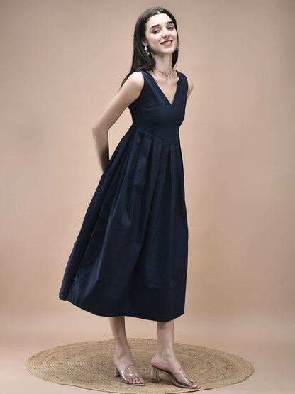 Nora V-Neck Empire Midi Dress