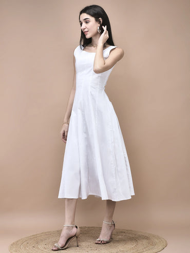 Aurelia White A-Line Midi Dress