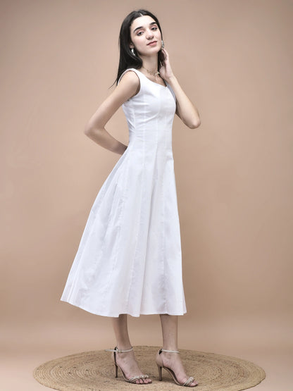 Aurelia White A-Line Midi Dress