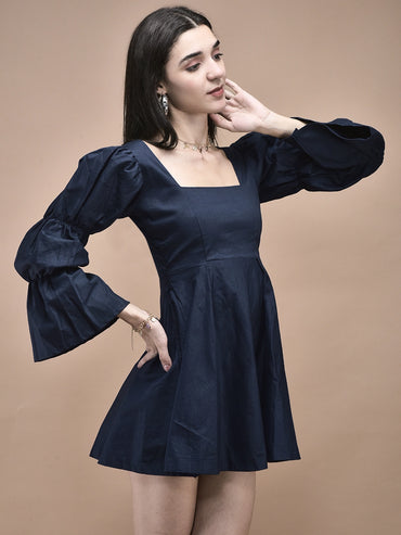 Lucy Navy Blue Fit & Flare Mini Dress