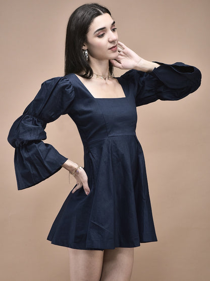 Lucy Navy Blue Fit & Flare Mini Dress