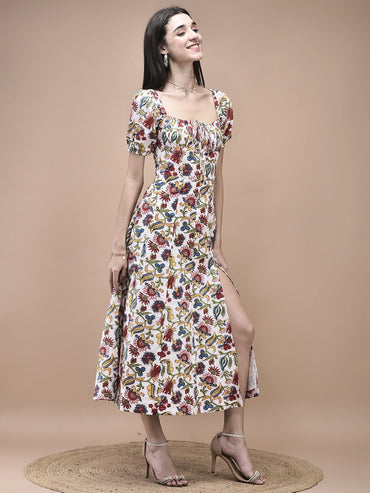 Peony Garden Slit Dress