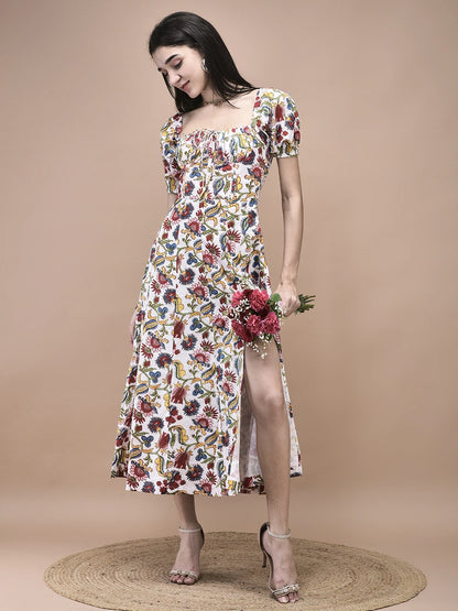 Peony Garden Slit Dress