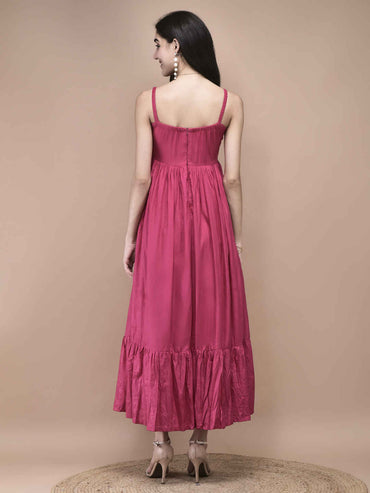 Amelia Fuchsia Empire Waist Maxi Dress