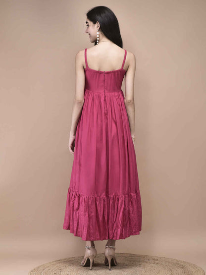 Amelia Fuchsia Empire Waist Maxi Dress
