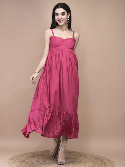Amelia Fuchsia Empire Waist Maxi Dress