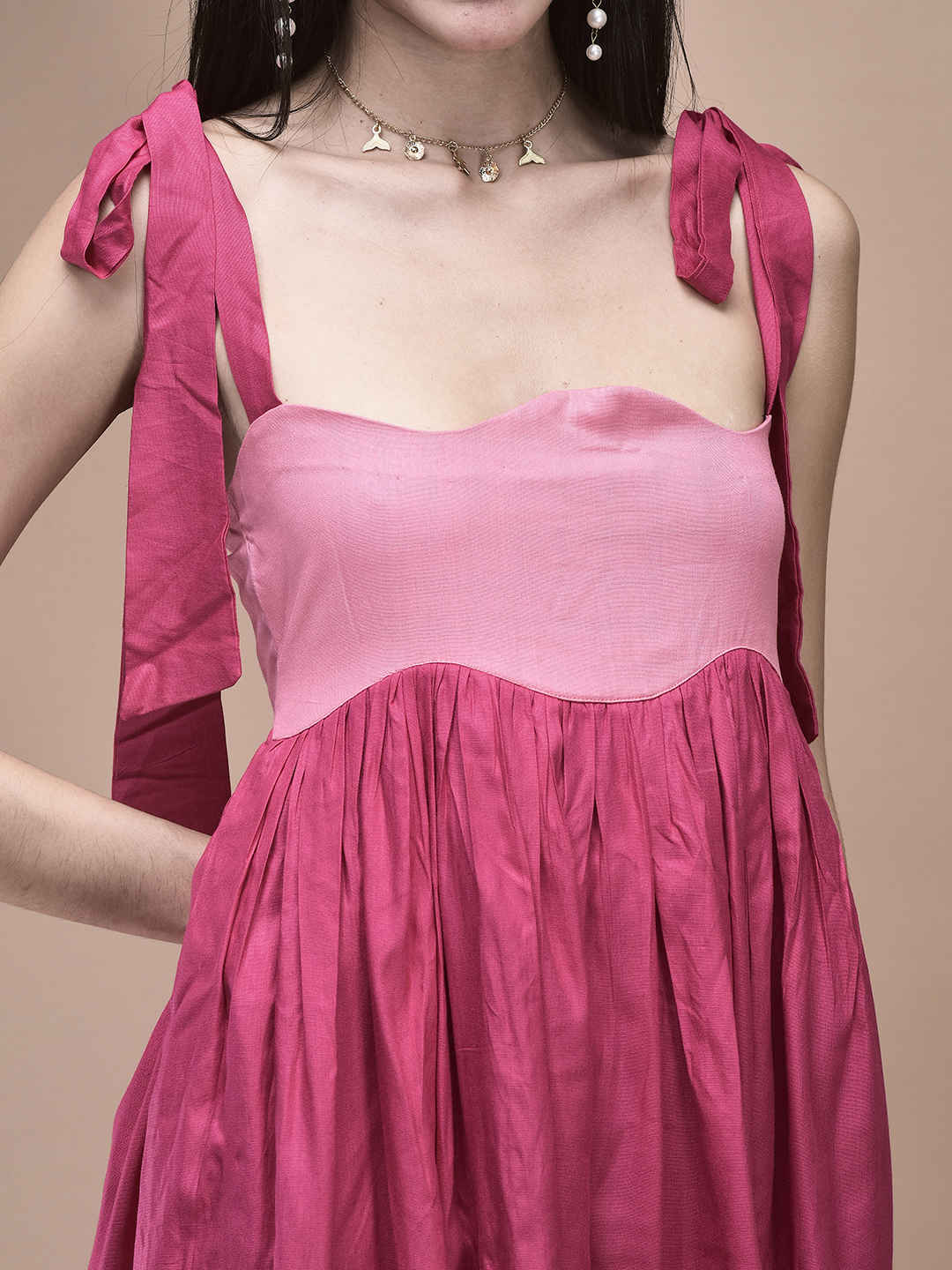 Isabella Two-Tone Pink Mini Dress