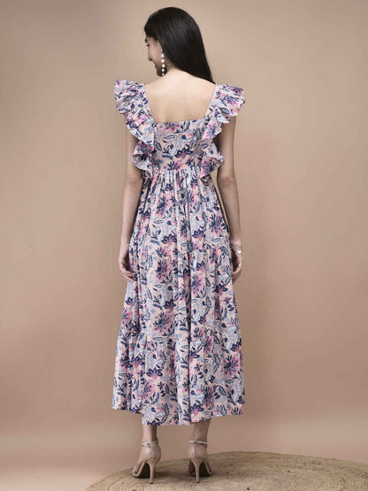 Bluebell Blush Pink  Ruffle Midi Dress