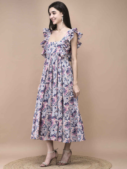 Bluebell Blush Pink  Ruffle Midi Dress