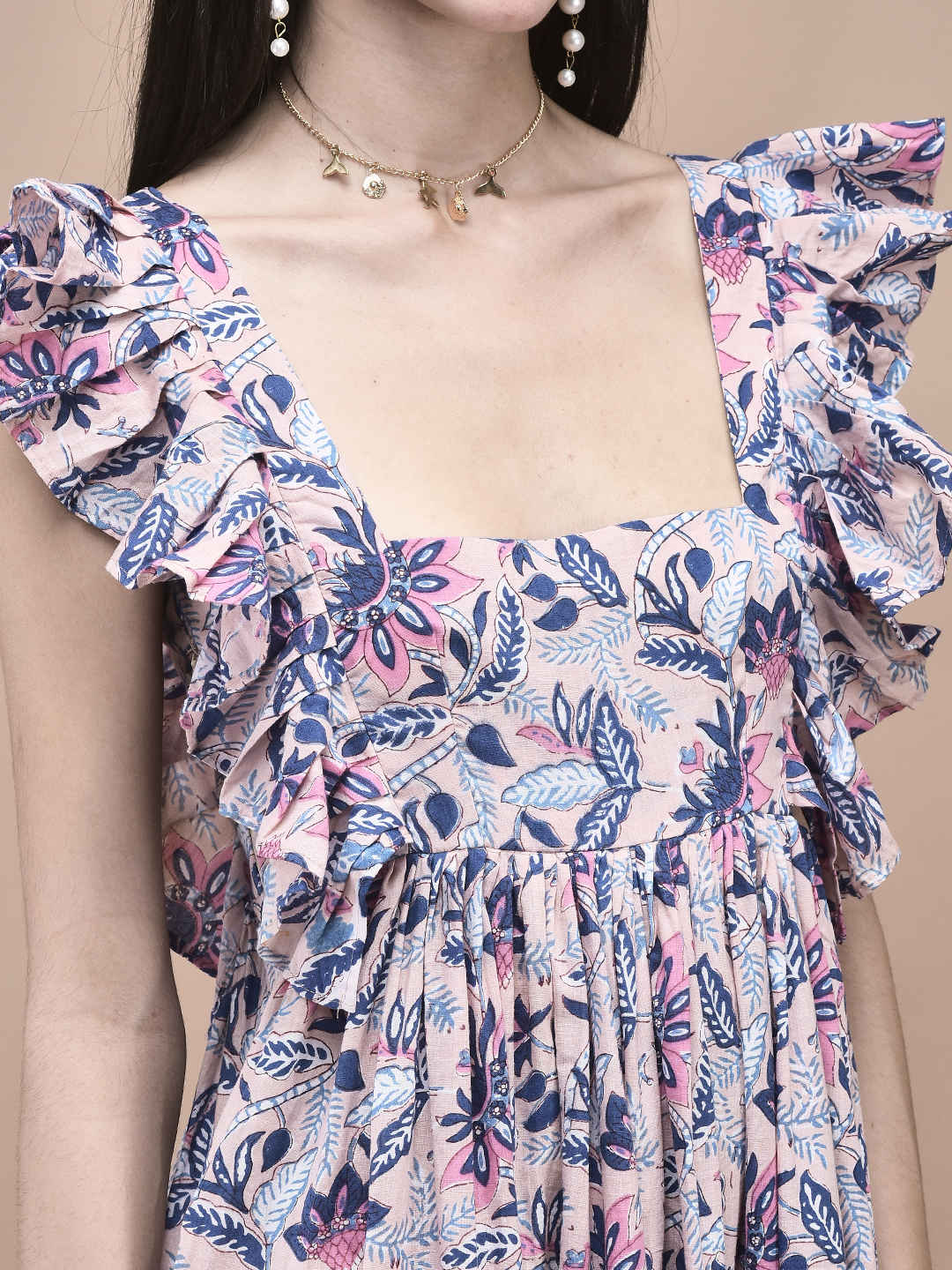 Bluebell Blush Pink  Ruffle Midi Dress