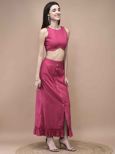 Annabelle Magenta Skirt Set