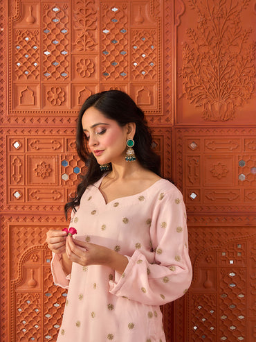 Sahar- Blush Pink, Festive Suit Set