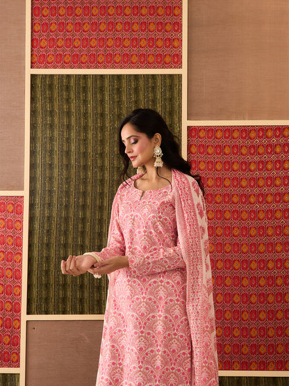 Chandani, Pink & White, Cotton Printed Set